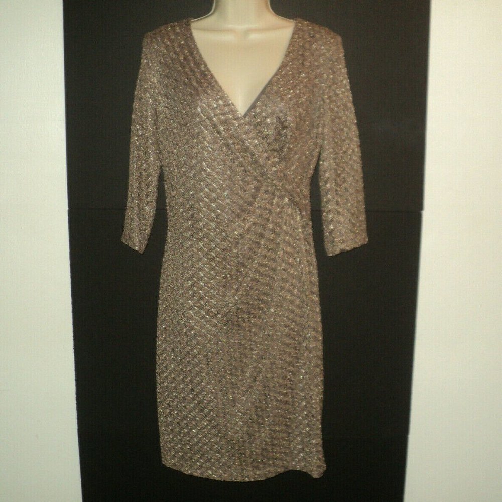 NEW Jones New York Knit Dress Size 4 Brown-Gold